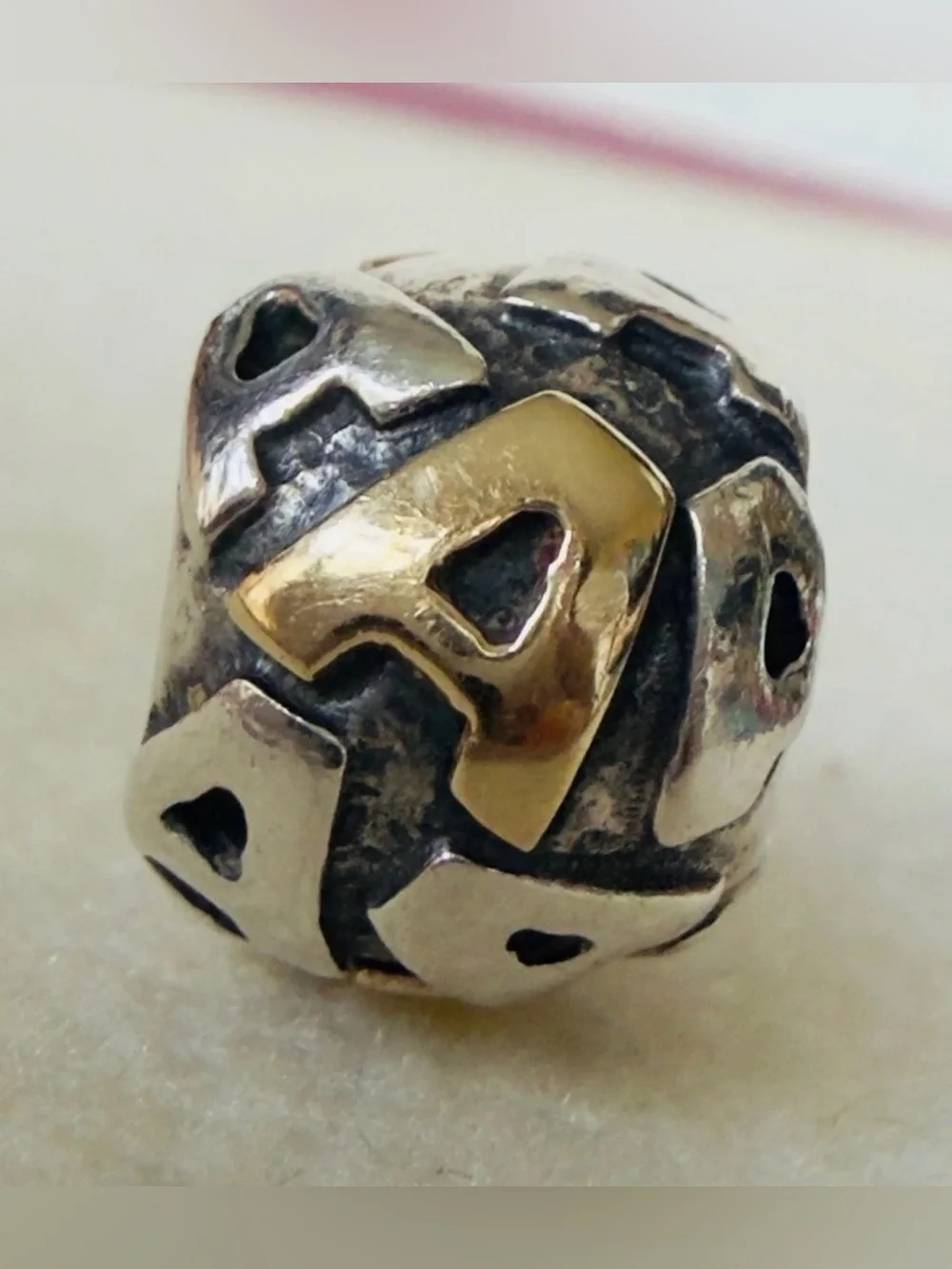 Genuine Pandora Sterling Silver & 14k Gold Alphabet Letter A Charm